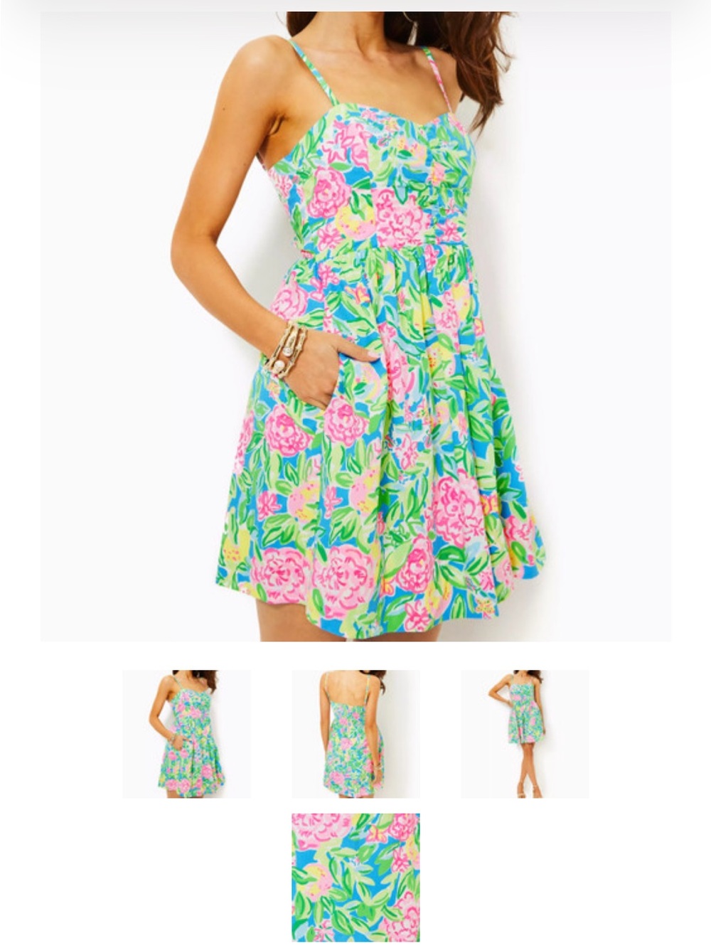 Lilly Pulitzer Pink Green Blue Floral Spaghetti Strap Mini Dress - Picture 3 of 3